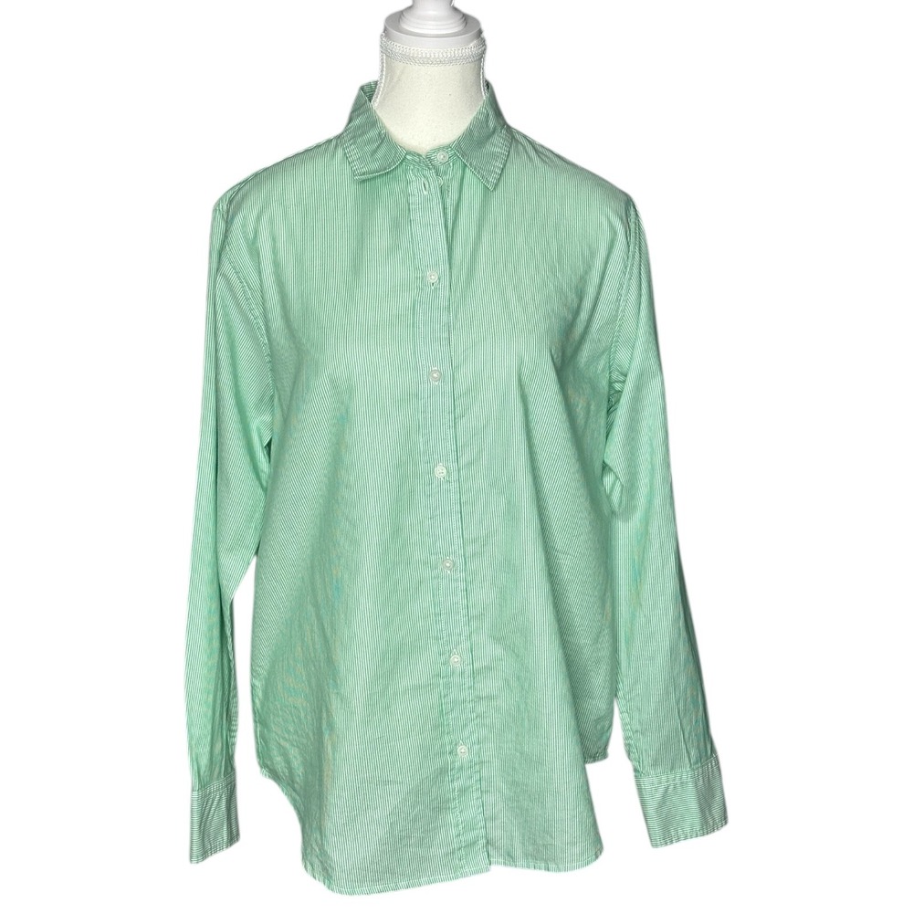 Everlane Women's NWT Mint Green Stripe Button Down Shirt Long Sleeve Size 6